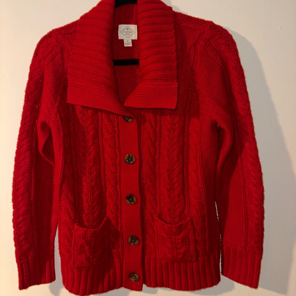 St. John's Bay Red Cable Knit Cardigan